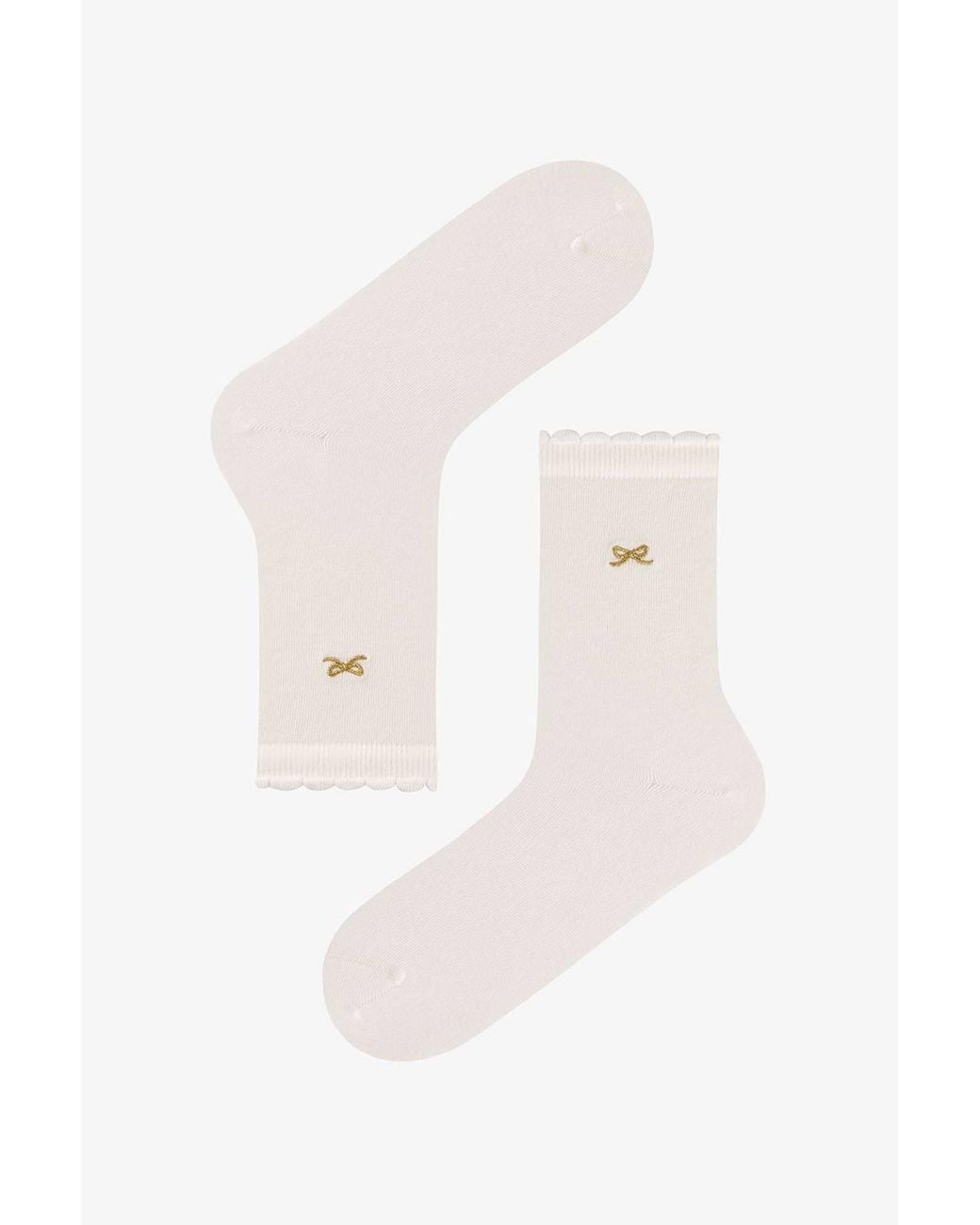 Penti Black Frilled Bowtie Bow Print 2-Pack Ankle Socks