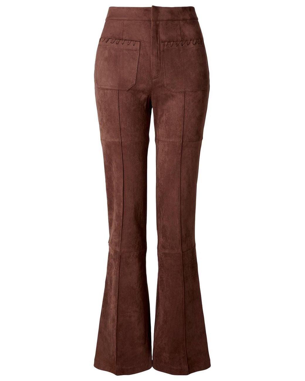 Joe Browns Brown Faux Suede Flared Trousers With Whipstitch Detail