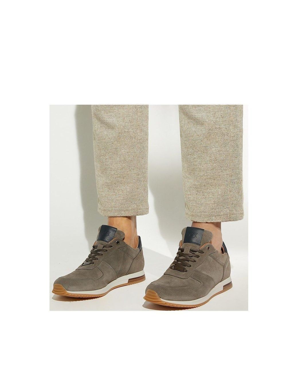 Dune Brown 'Trilogy' Suede Trainers for men