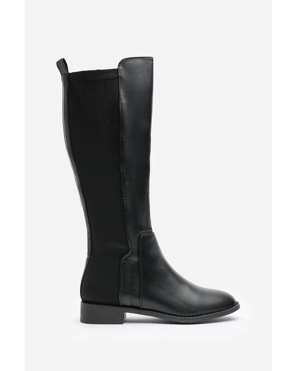 Where's That From Black 'Jirelle' Wide Calf Round Toe Knee High Boots With Side Zip Closure