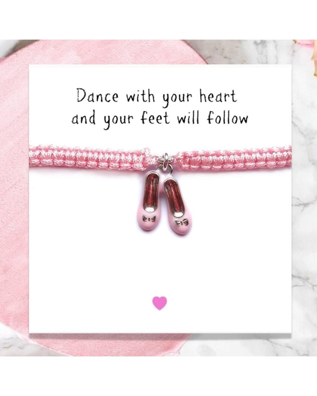 Aye Do Gifts Pink Ballet Shoes Friendship Bracelet & Gift Card