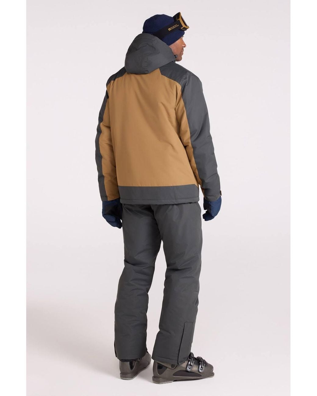 Mountain Warehouse Blue 'Dusk' Water Resistant Adjustable Hood Fleece Lined Ski Jacket for men