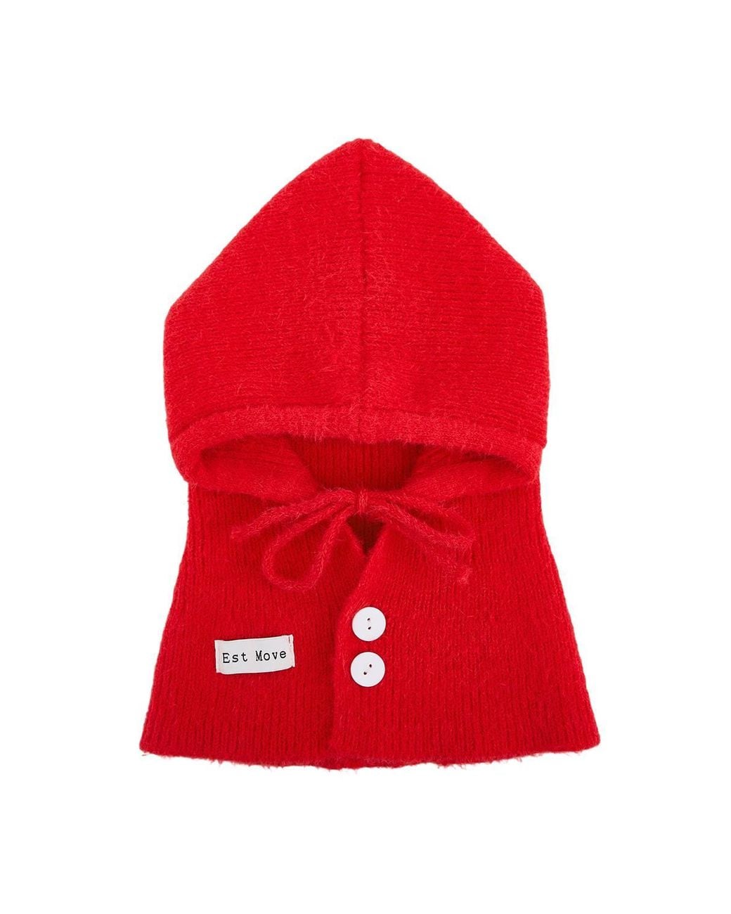 MODISHION Red 2-In-1 Adjustable Knitted Balaclava Hooded Scarf Winter Hat