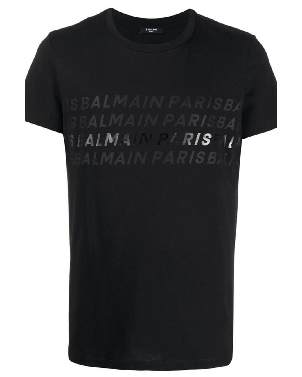 Balmain Black Paris Short Sleeve Crew T-Shirt for men