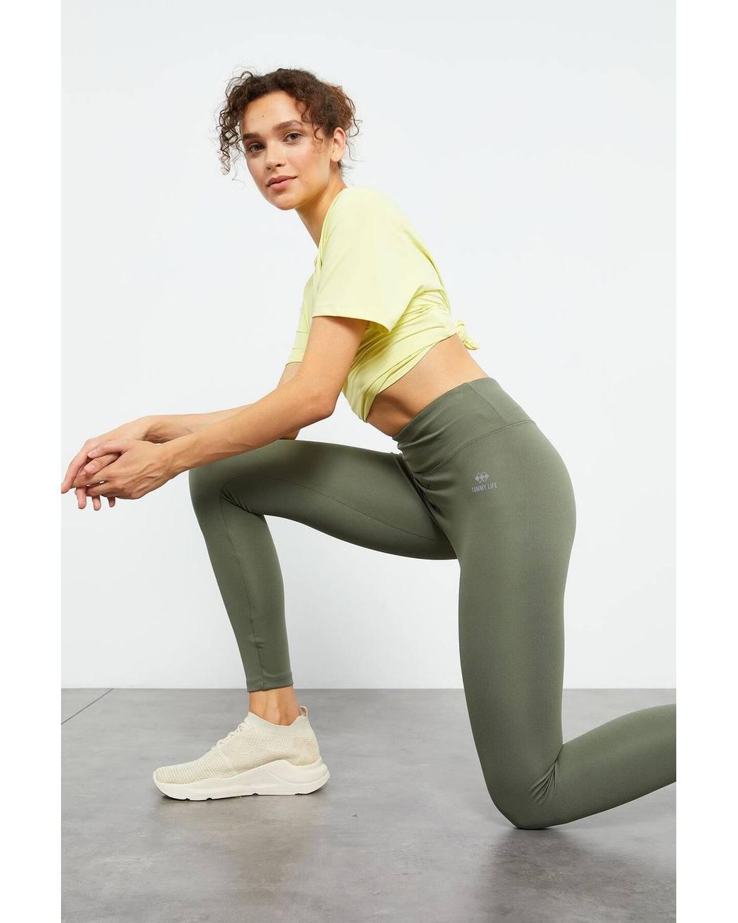 TOMMY LIFE Green High-Waist Slim-Fit Leggings