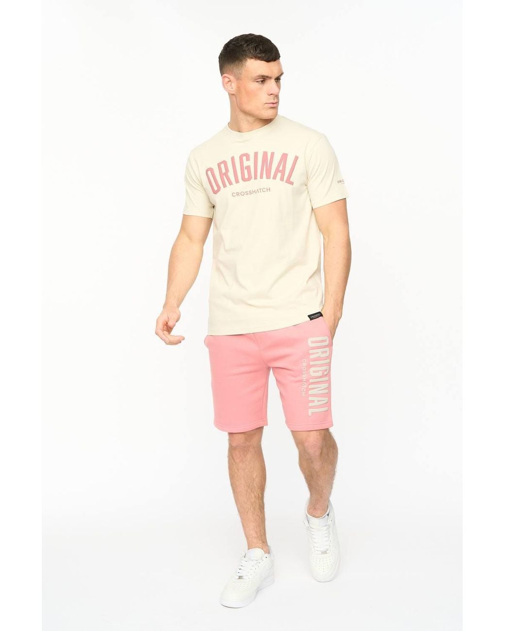 Crosshatch White Kensby Crew Neck Cotton T-Shirt With High Build Graphics for men