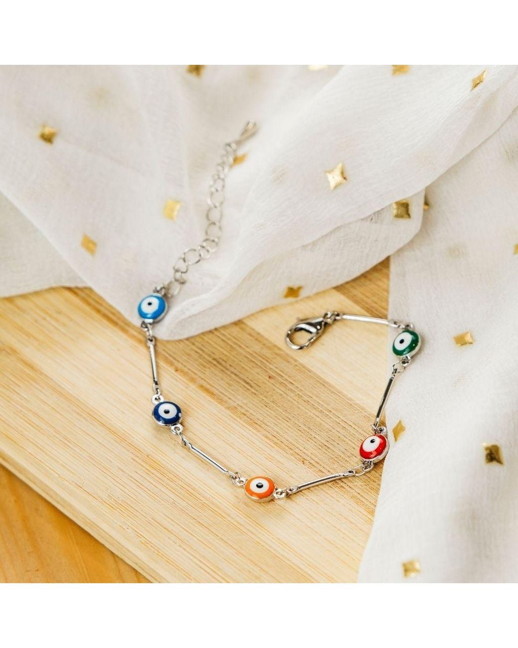 The Colourful Aura Natural Evil Eye Charm Dainty Minimalist Protection Bracelet