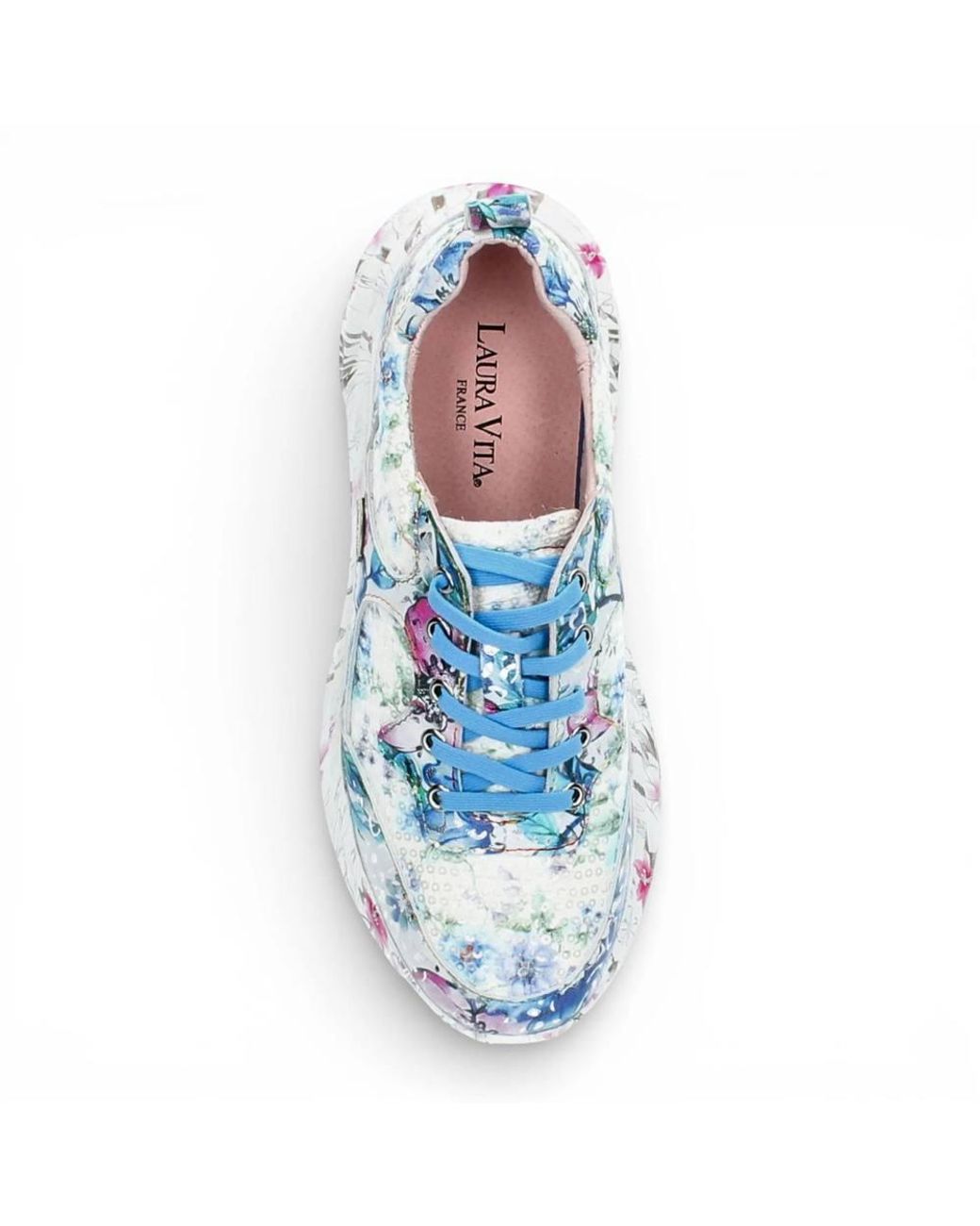 TruClothing Blue Sofiao 07 Floral Leather Trainers Platform Sneaker Shoes