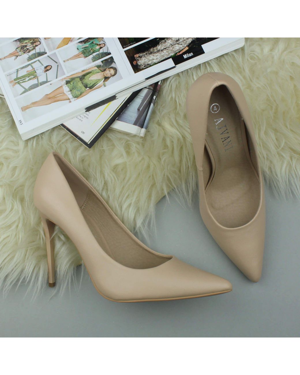AJVANI White High Heel Stiletto Pointed Toe Party Court Shoes