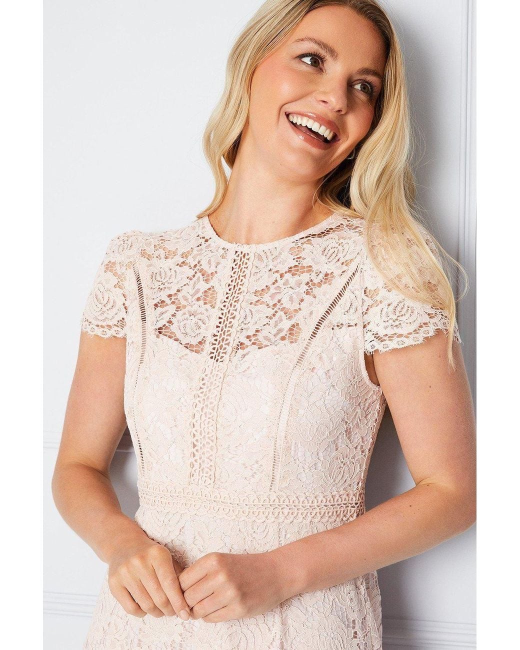 Wallis Natural Lace Fit & Flare Midi Dress