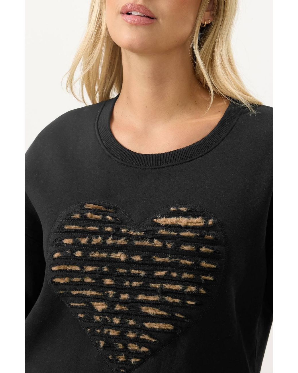 Yours Black Leopard Heart Sweatshirt