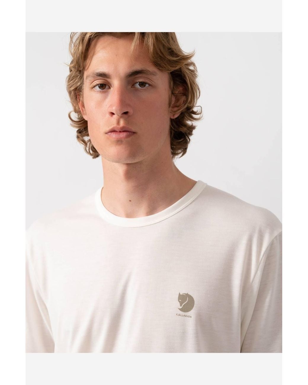 Fjallraven White Short Sleeve Crew Neck Logo Detail Top for men