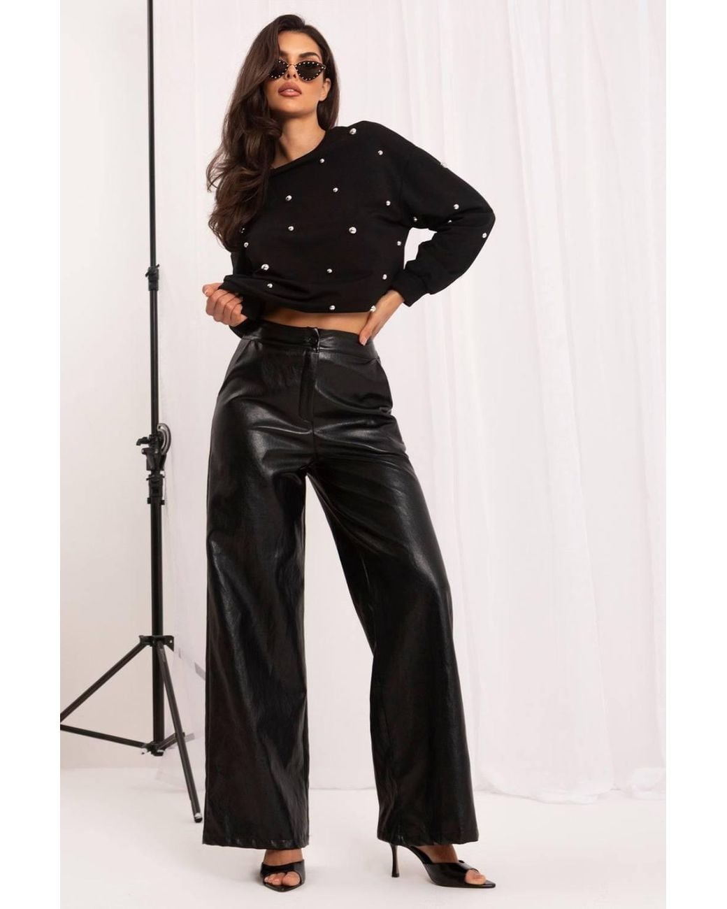 Love Lace Black Cotton Round Neck Long Sleeve Soft Blouse