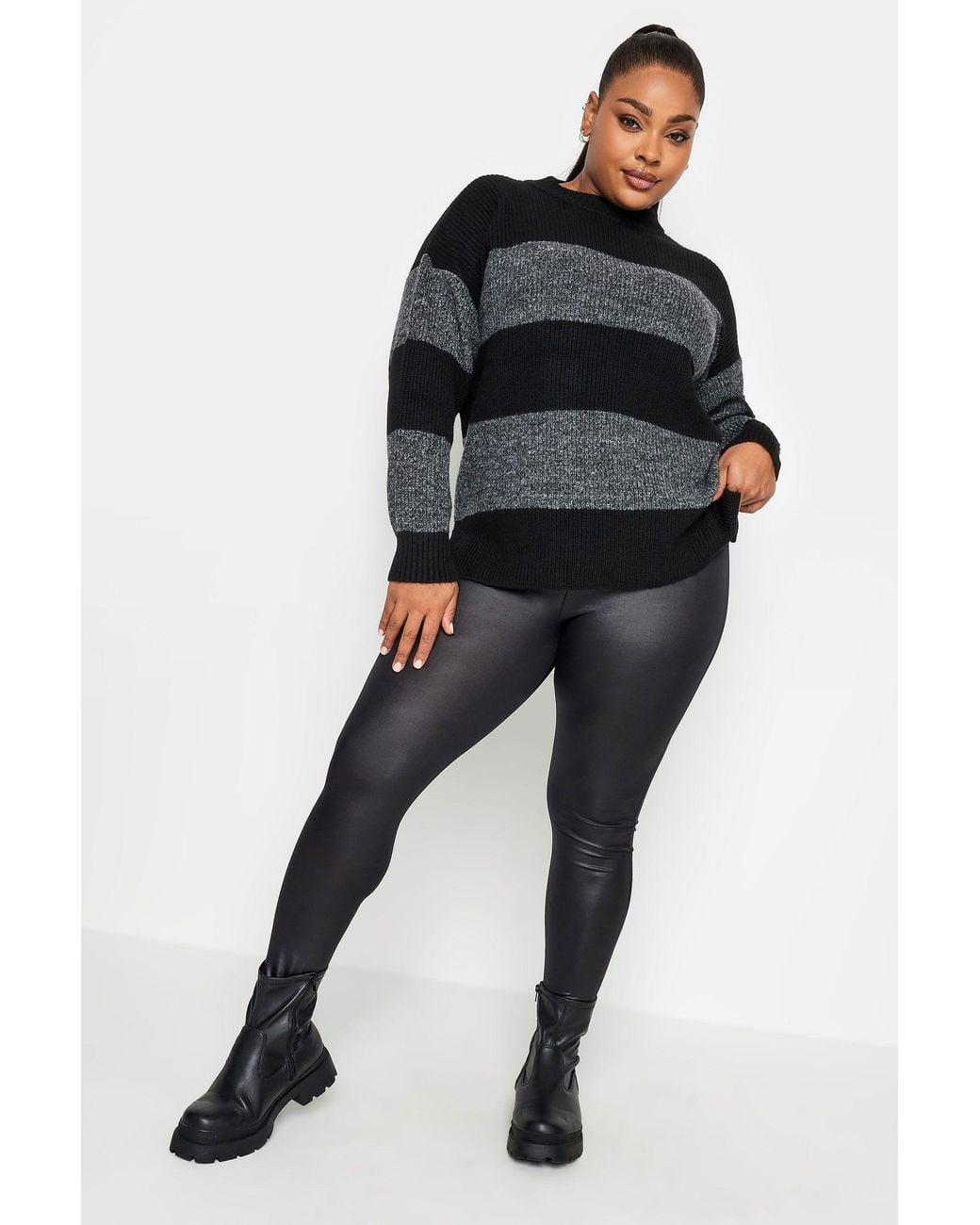 Yours Black Leather Look Leggings