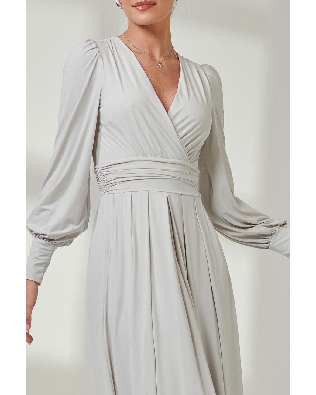 Jolie Moi Gray Long Sleeve Super Soft Jersey Maxi Dress