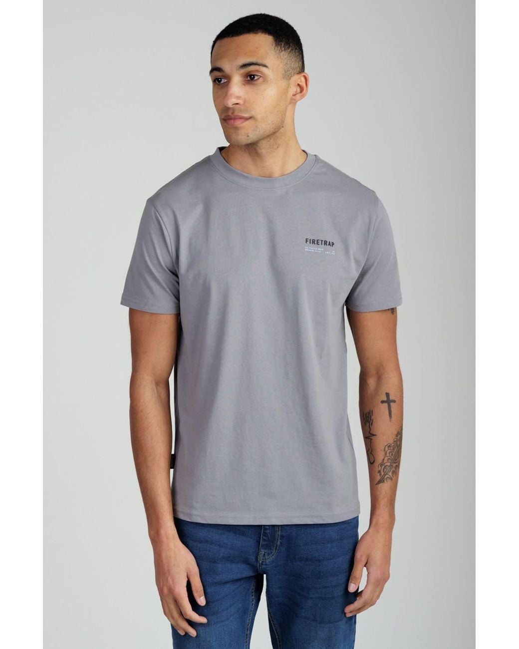 Firetrap Blue 3 Pack Regular Fit Cotton Crew T-Shirts for men