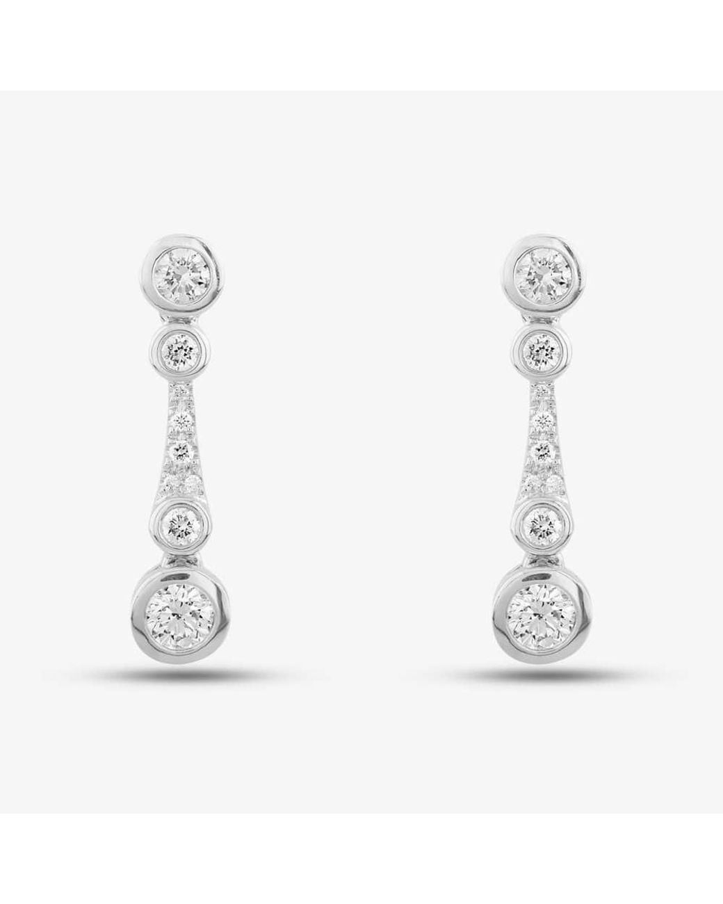 T.H.Baker White 18Ct Brilliant Cut Diamond Graduating Dropper Earrings Lg250/Eb-Pr