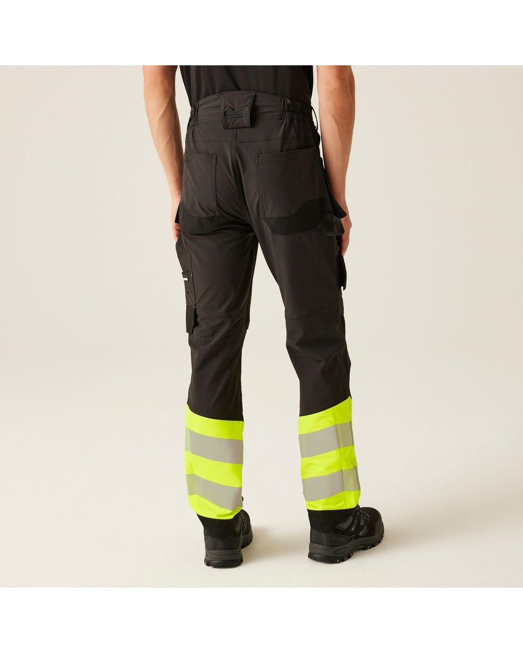 Regatta Black Hi-Vis X-Pro Stretch Holster Work Trousers for men