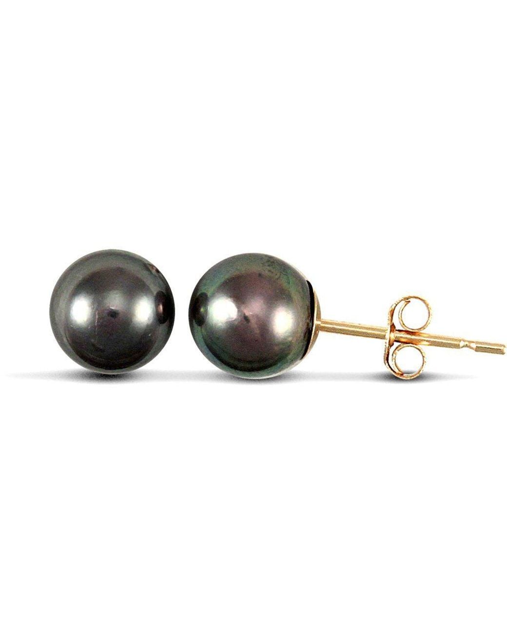 Jewelco London Black 9Ct Peacock Akoya Pearl Stud Earrings 6-6.5Mm