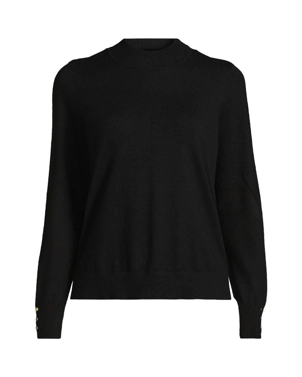 Lands' End Black Button Cuff Polo Neck Jumper