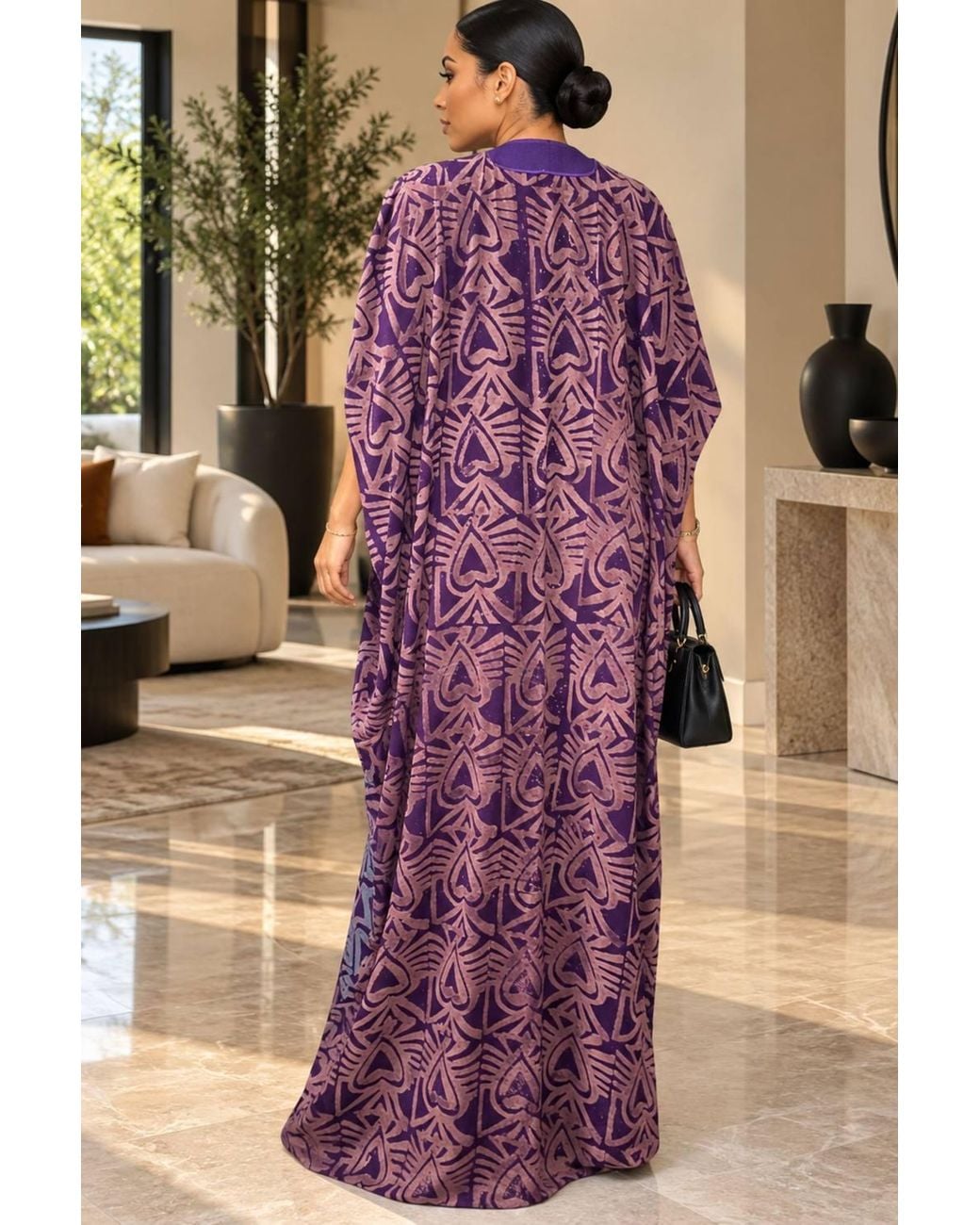 GWB Occasion Edit Purple Luxe African Embroidered Maxi Boubou Kaftan Dress Size 10