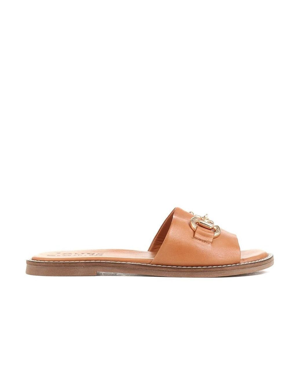 Jones Bootmaker Brown Emillina Leather Buckle Mule Sandals