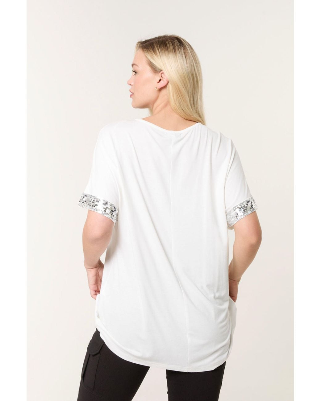 Blue Vanilla White Short Sleeve Round Neck Top