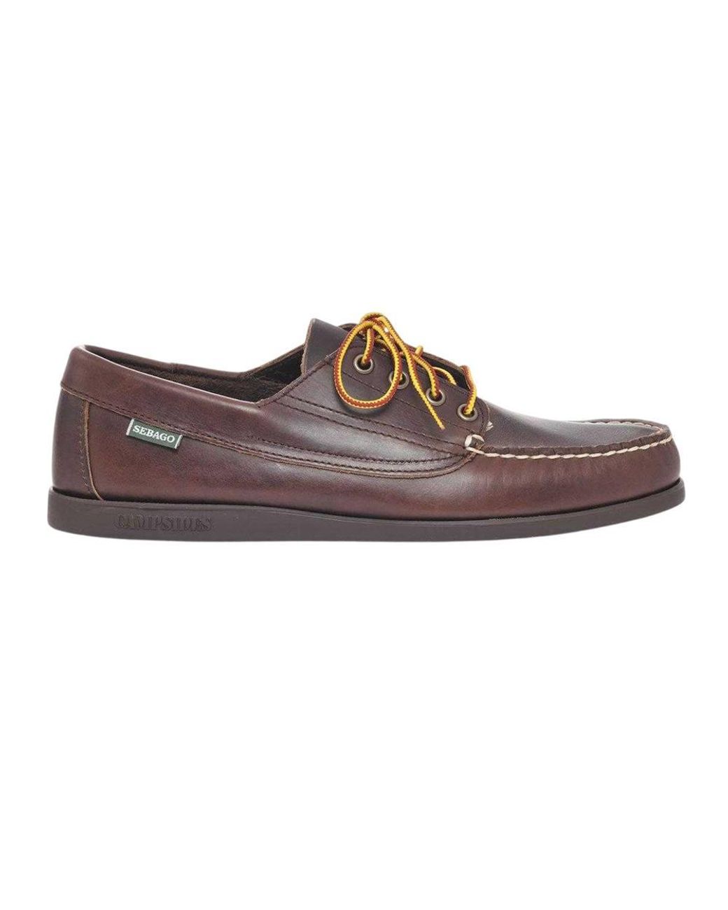 Sebago Brown Askook Waxy Leather Boat Shoes for men