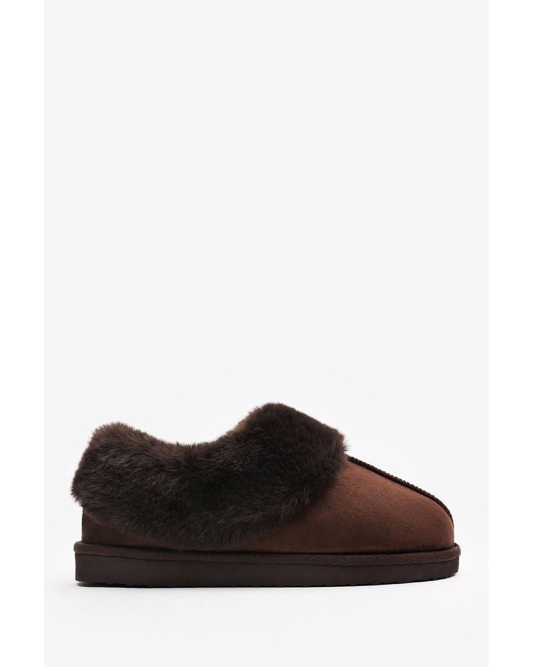 Where's That From White Inaya Mule Slippers With Faux Fur Collar Trim