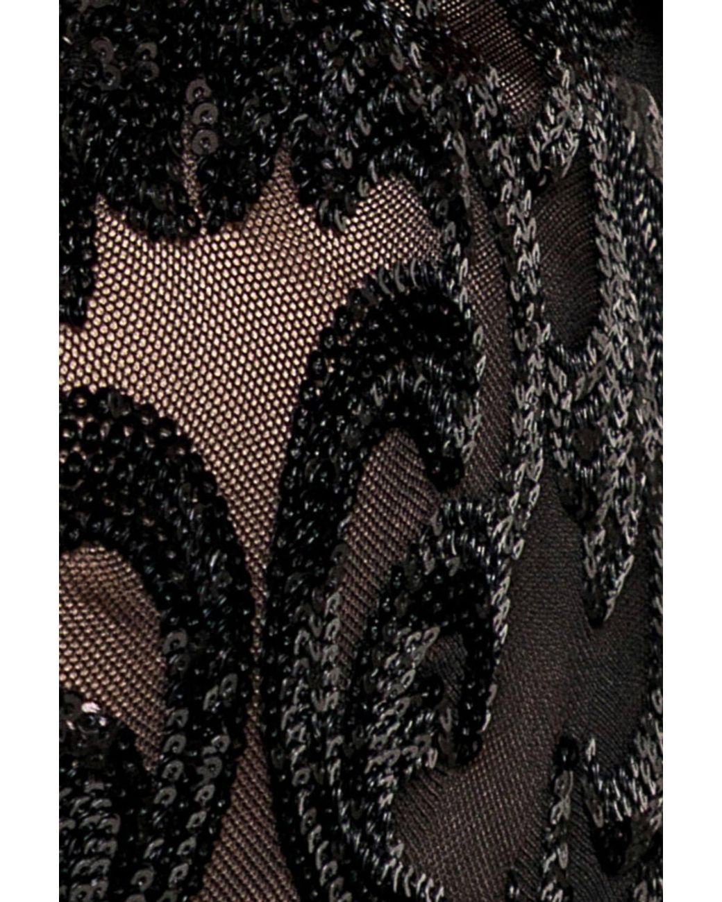 Goddiva Brown Embroidered Sequin Tassel Front Split Midaxi Dress