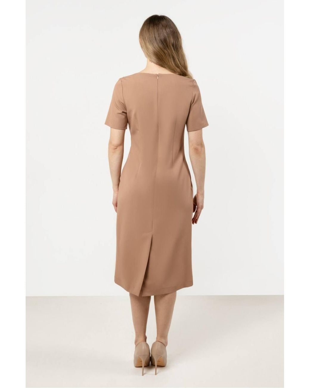 Love Lace Natural Day Dress With Fitted Silhouette & Slit