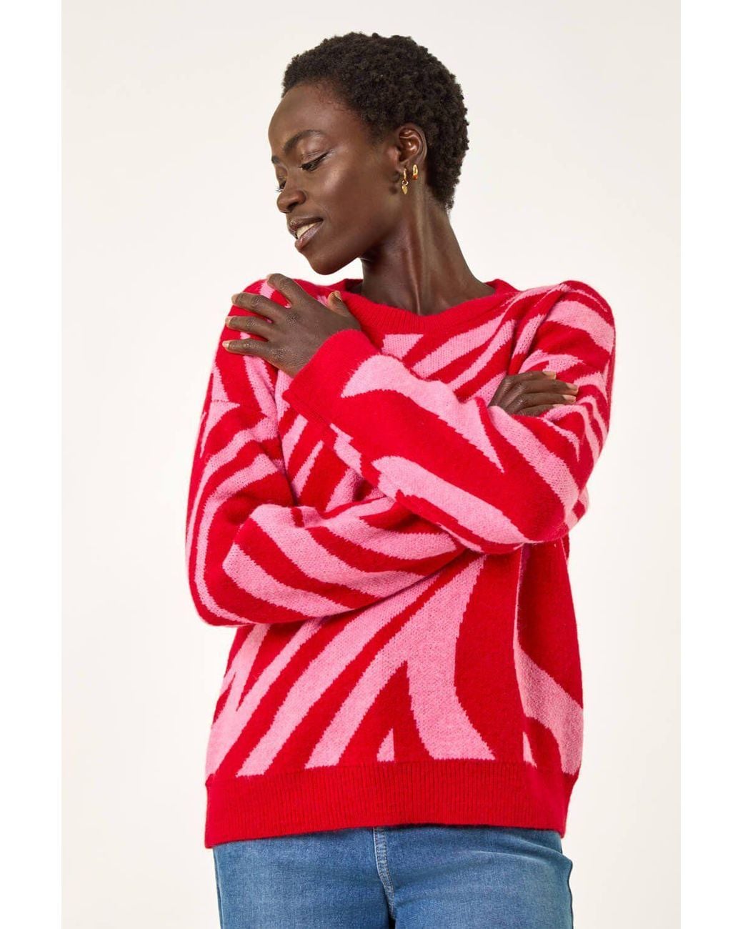 Roman Red Colour Block Knit Jumper