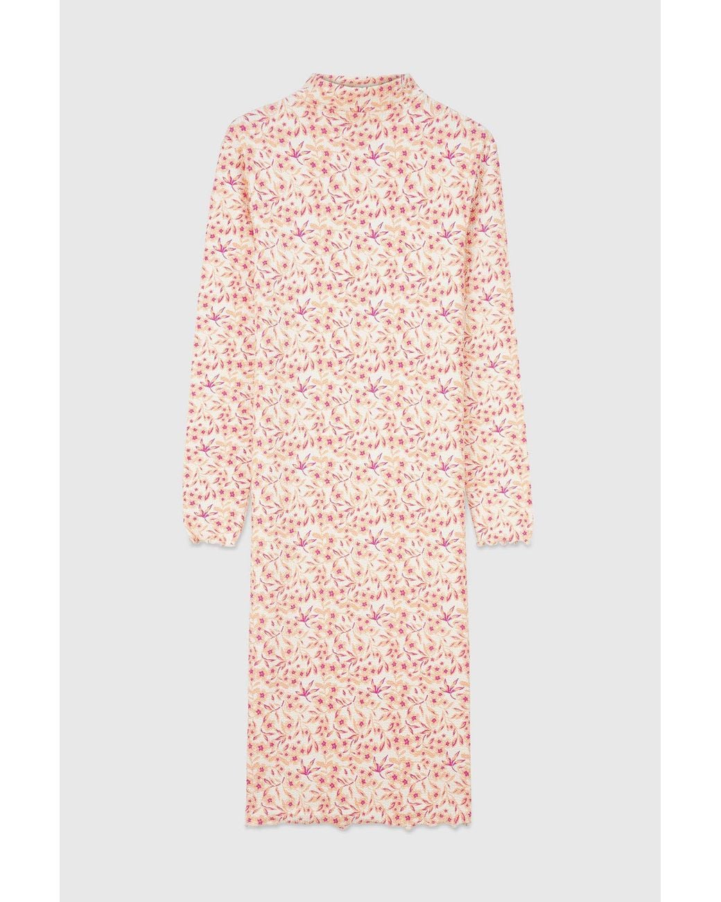 Enorsia Pink Floral Long Sleeve Jersey Mini Dress
