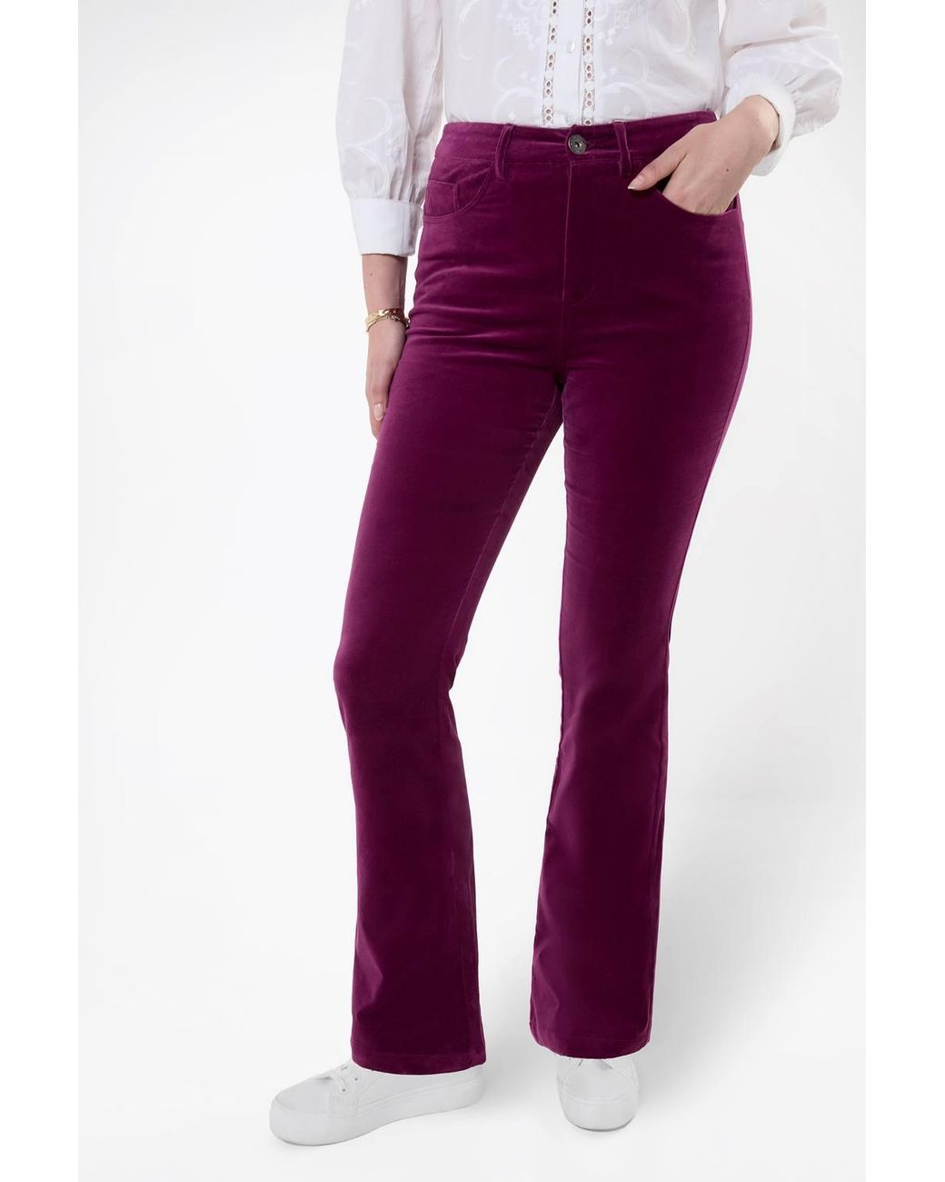 Joe Browns Purple Luxurious Bootcut Moleskin Trousers