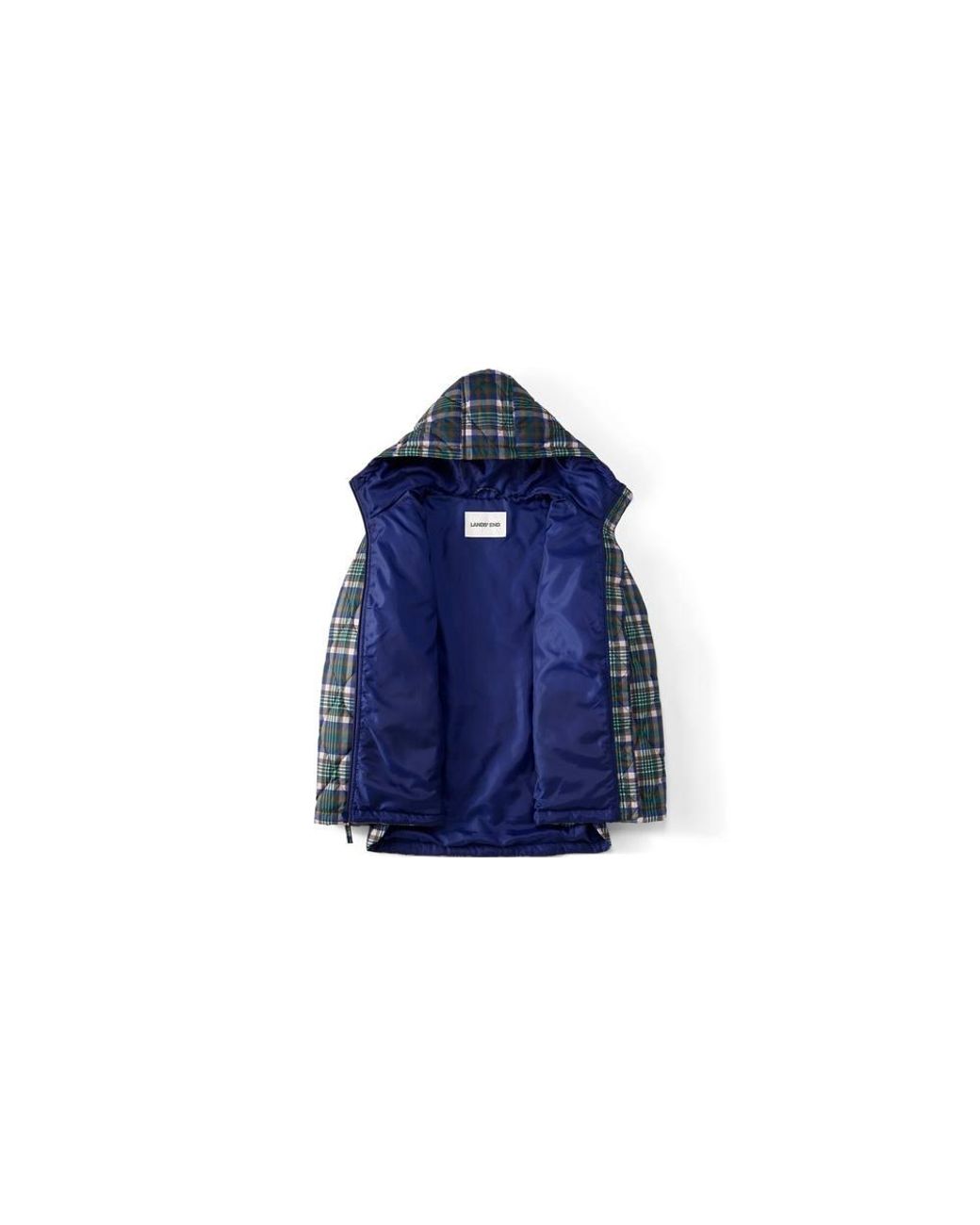 Lands' End Black Patterned Featherfree Insulated Quilted Jacket