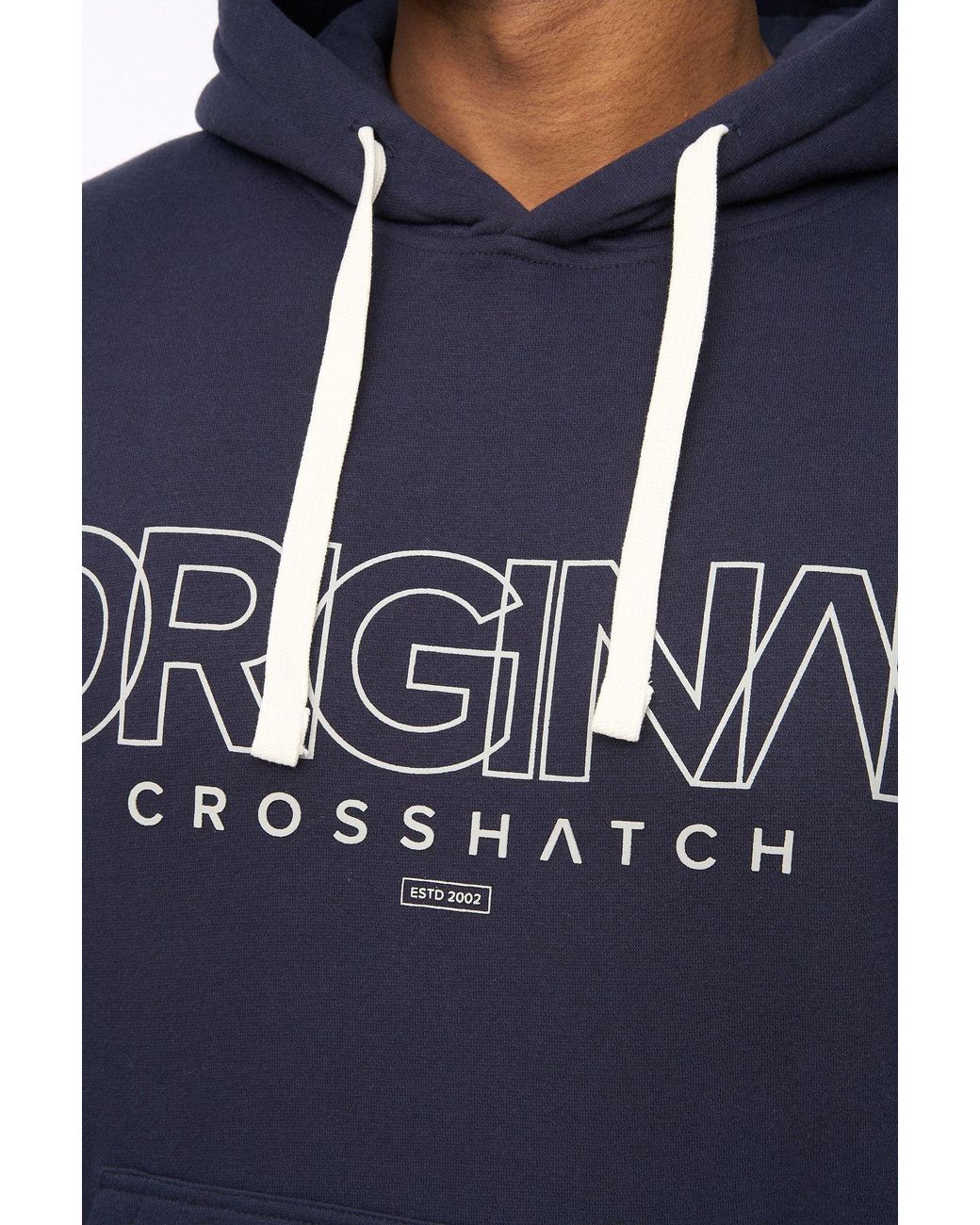 Crosshatch Blue Carrimoore Premium Graphic Hoodie With Soft-Touch & High Build Details for men