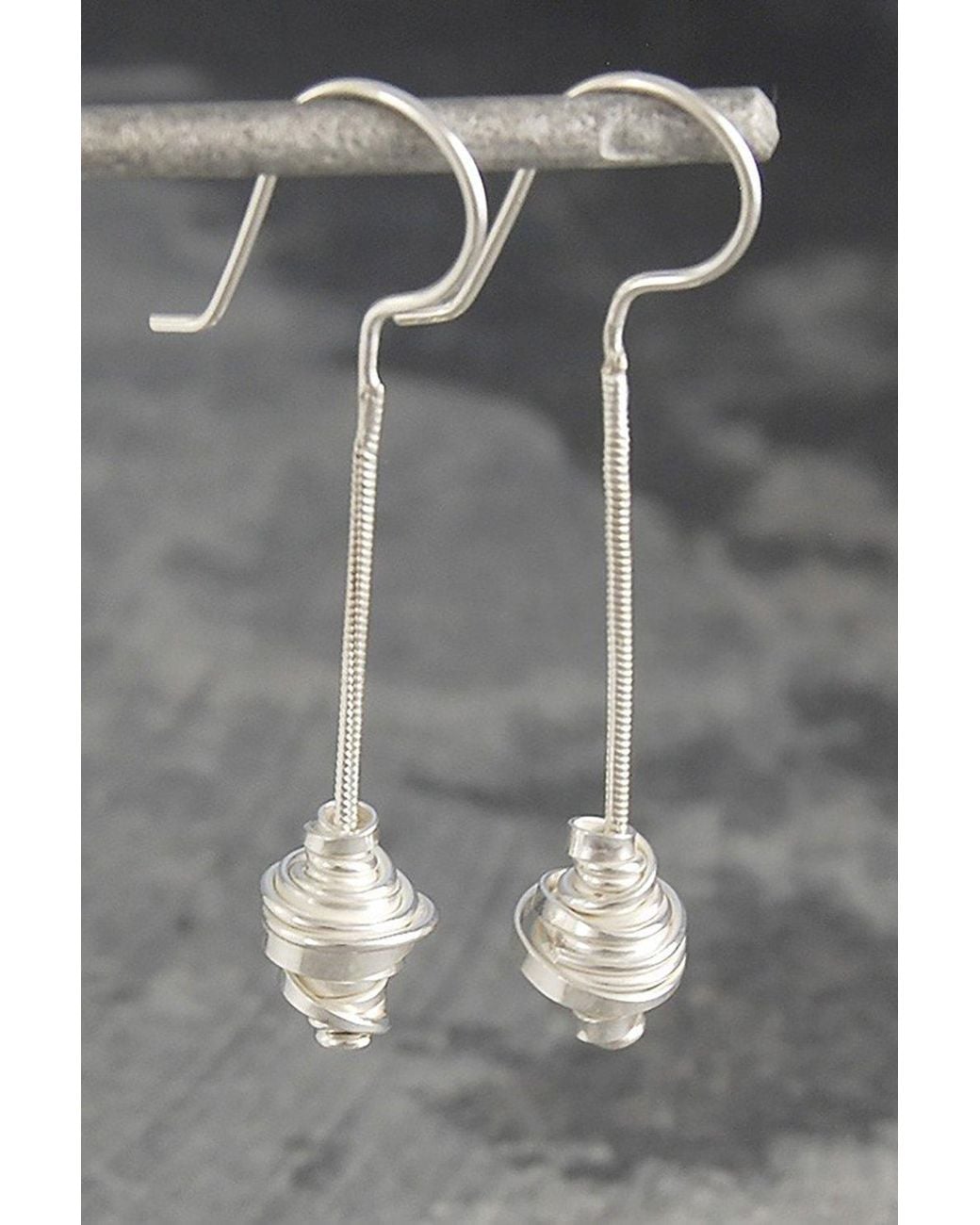 Otis Jaxon London Blue Coiled Sterling Long Drop Earrings