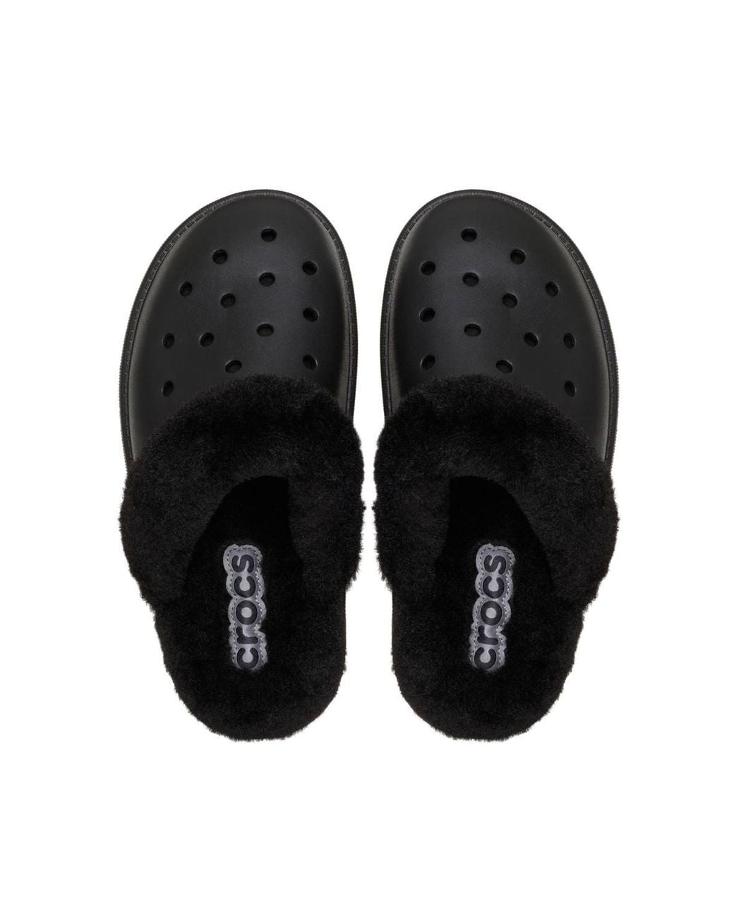 CROCSTM Black Classic Fuzz Scuff Slipper