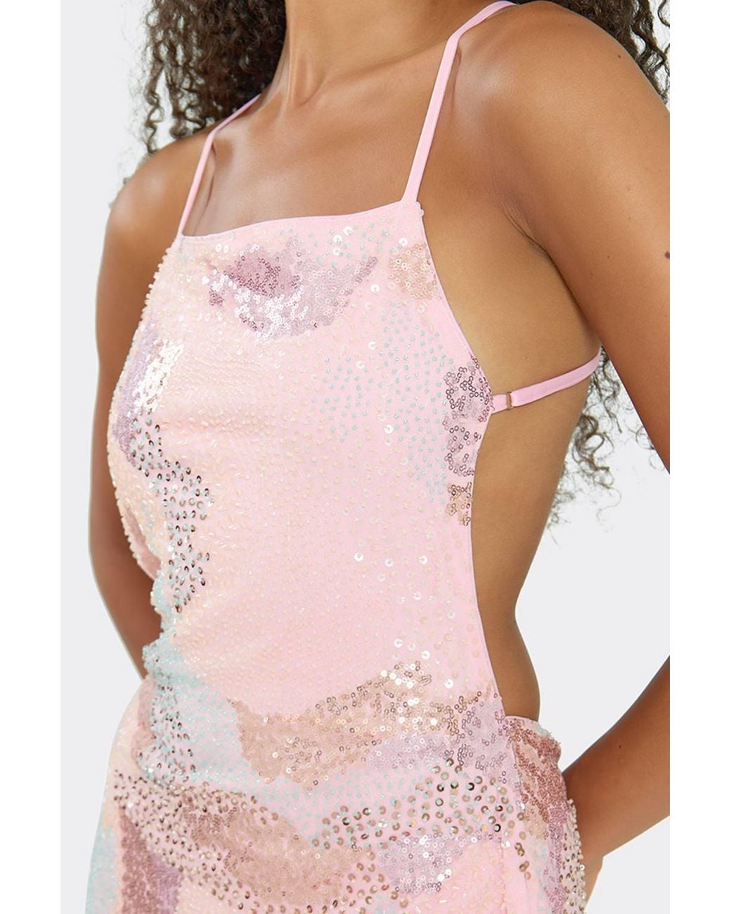 EGO Pink Strappy Cross Back Mini Dress