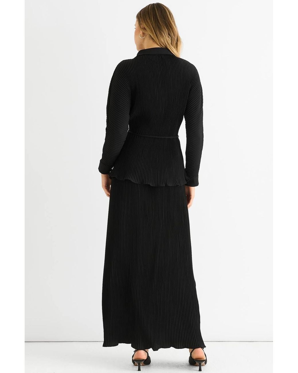 Gini London Black Plisse Button Through Shirt