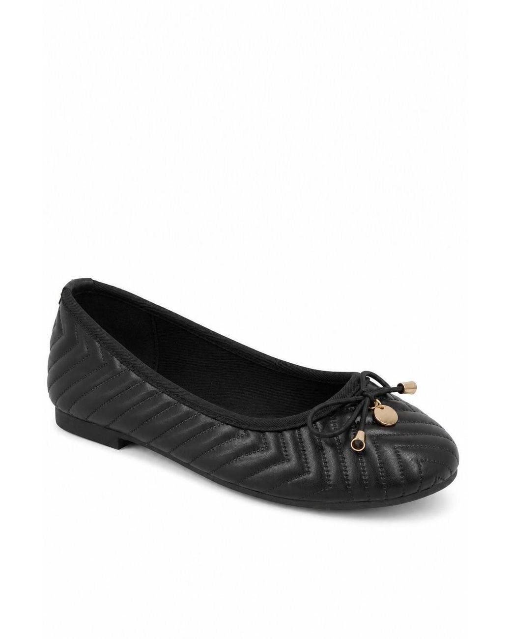 Spot on Black Quilted Bow Detail Ballet Pumps
