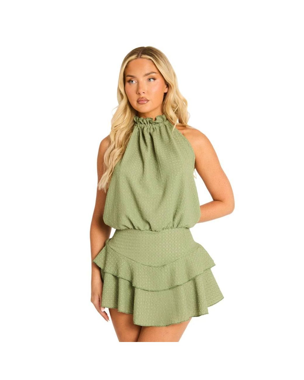 Rebellious Fashion Brown Textured Flippy Playsuit