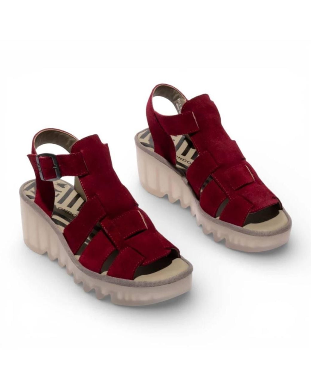 TruClothing Red Suede Leather Wedge Sandals Stylish Comfort Wedge Heel Shoes