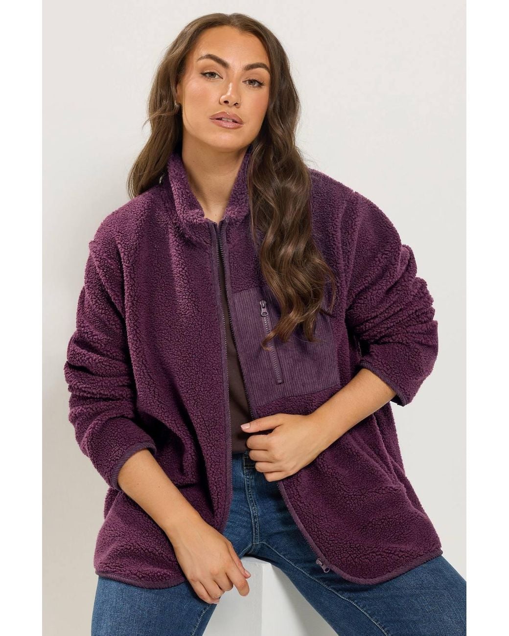 Yours Purple Teddy Zip Through Fleece