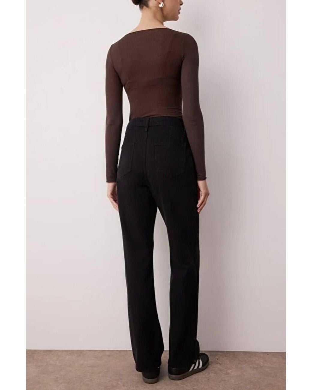 WOVCOR Black High Waist Utility Wide Leg Jeans With Front Pockets