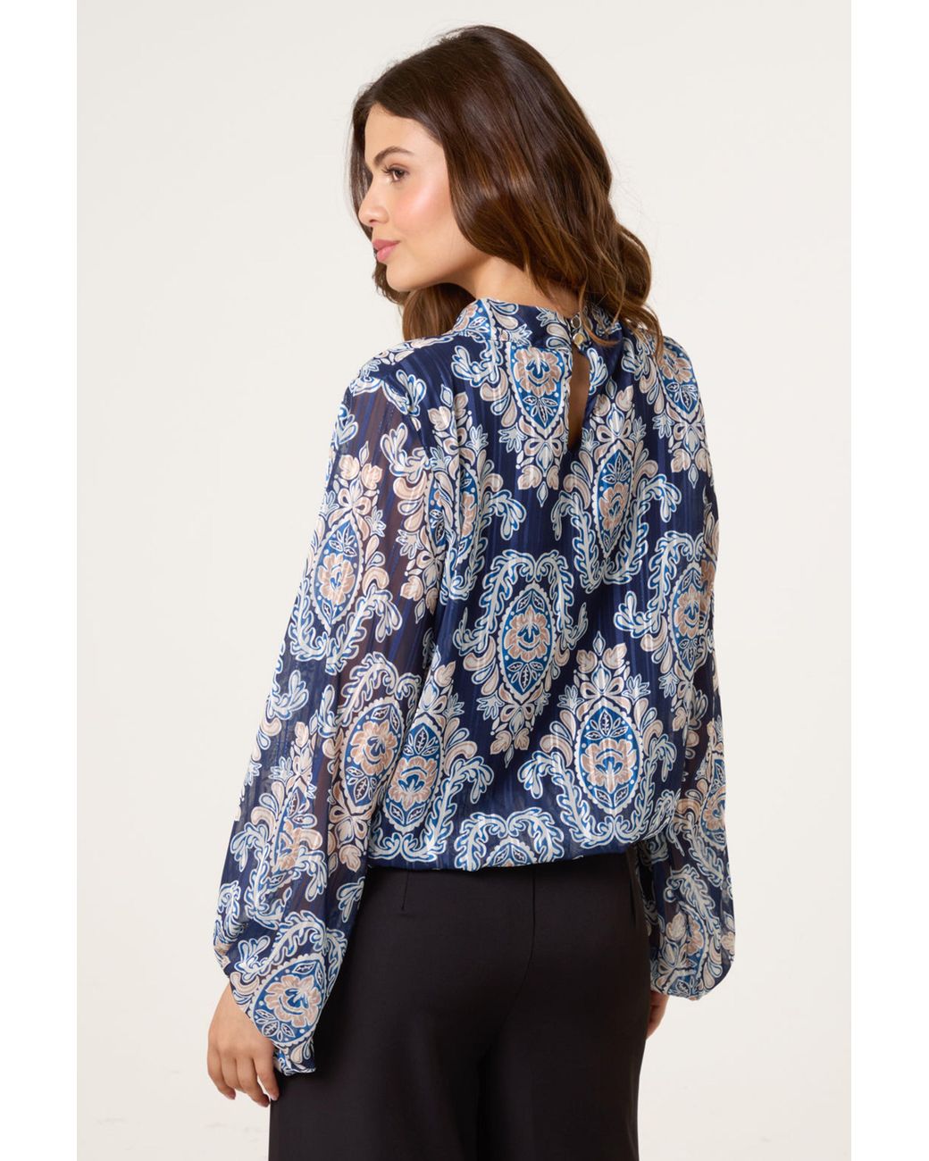 Blue Vanilla Blue Long Sleeve Turtleneck Blouse