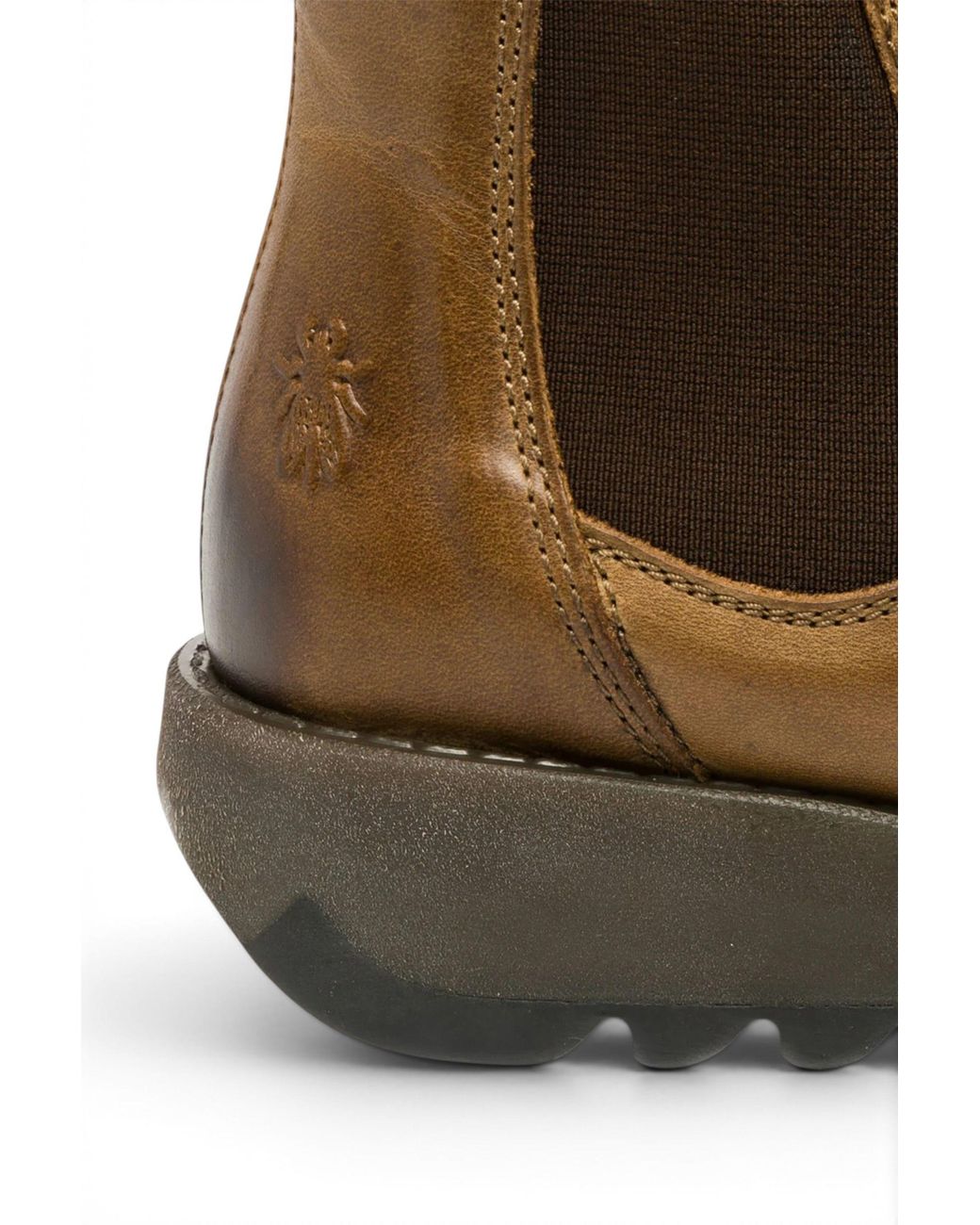 Infinity Leather Brown Fly London Salv Chelsea Leather Ankle Casual Wedge Heel Boots