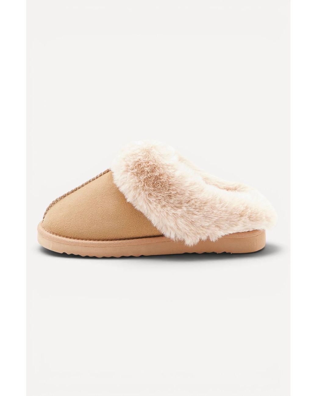 DAMART Natural Faux Fur Lined Thermal Mule Slippers