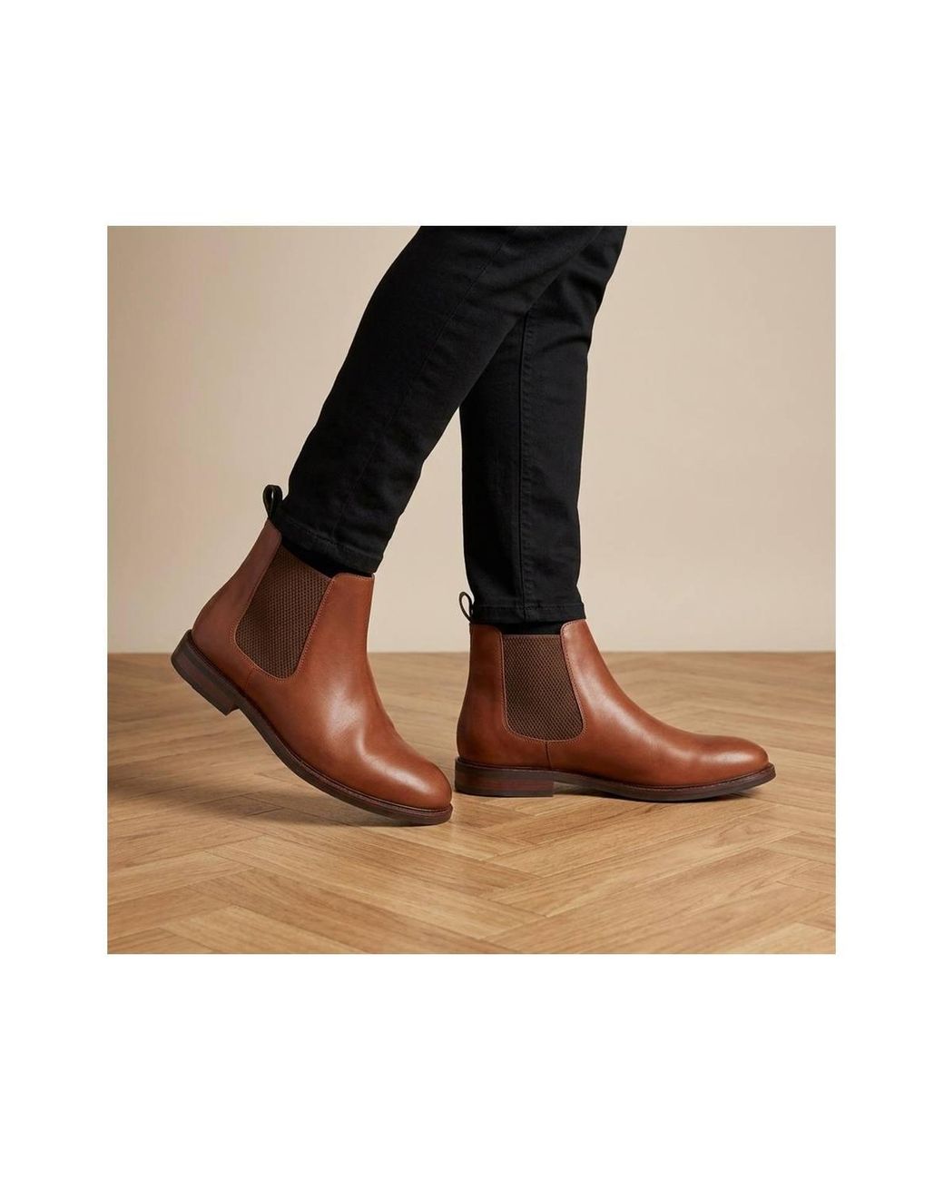 Jones Bootmaker Brown Debden Wide Fit Leather Chelsea Boots for men