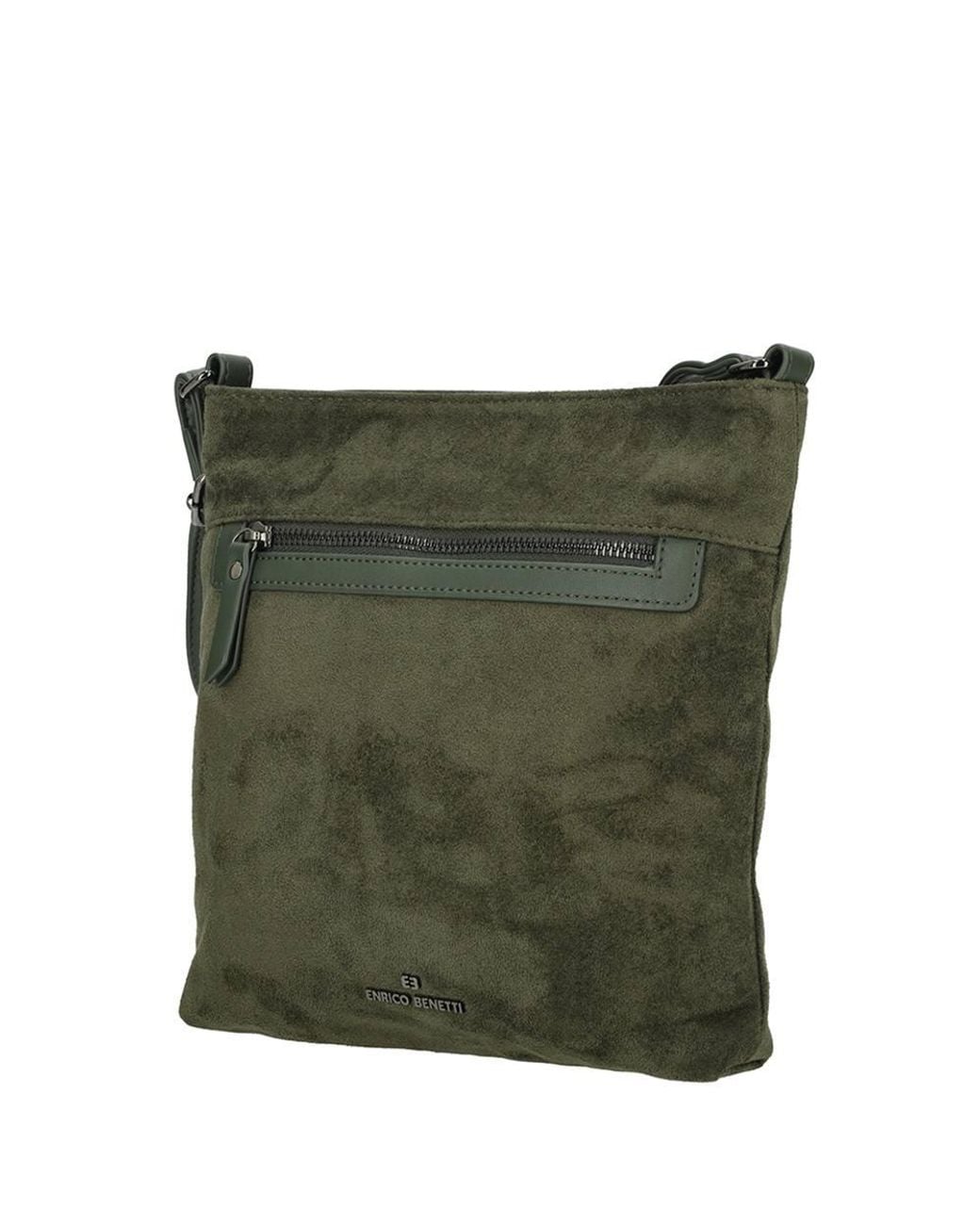 Enrico Benetti Green Norah Single Handle Faux Suede Shoulder Bag
